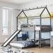 Gray Twin Over Twin Bunk Bed with Slide, House Bed Design