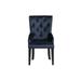 Varian Navy Velvet Side Chairs Solid Wood Dining Chairs with Nailhead