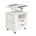 Height Adjustable Nightstand with Swivel Top/ Drawers/ Wheels/ Shelf