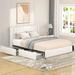 Queen Size Platform Bed with Tufted Headboard and 4 Drawers,Ivory