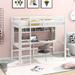 White Sturdy Twin Size Loft Bed with Desk