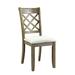 Beige Linen Fabric Upholstered Dining Chairs Set of 2, Rustic Solid Wood Frame Side Chairs with Slatted Backrest