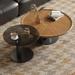 Mid-Century Modern Coffee Table Sets Round Walnut Wood Finish 2 Piece