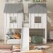 White Twin over Twin Bunk Bed with House and Slide