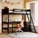 Wood Twin Loft Bed with Desk, Shelves, Multi-Functional Design