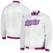 "Men's Mitchell & Ness White Toronto Raptors Hardwood Classics Throwback Wordmark Raglan Full-Snap Jacket"