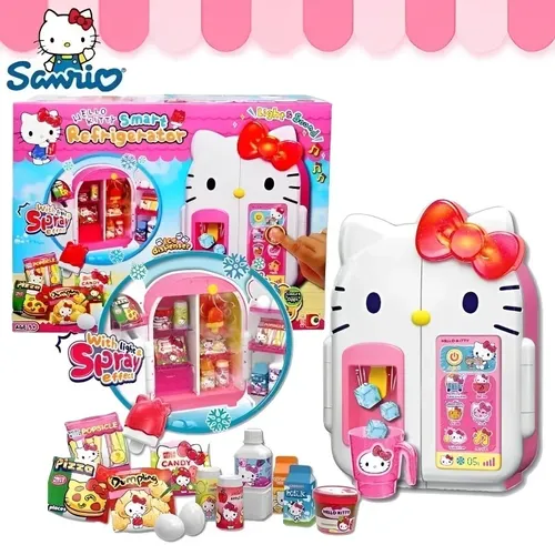 Sanior Hallo Kitty Mini Kühlschrank Mädchen Simulation spielen Haus Sound Spray Spielzeug Mädchen