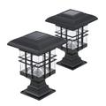 Tomshine 0.2 W 2 Pack Solar Powered LED Garden Yard Bollard Pillar Light Lawn Lamp 2-IN-1 Outdoor Landscape Auto On / Off Post Lamp Water Resistant