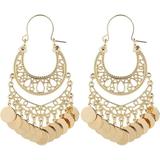 Bohemian Chandelier Earrings Gold - Trendy Gypsy Coin Disc Charm Tassel Dangle Drop - Mini Boho Hoop - Perfect Jewelry Gift for Her