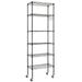 Gzxs Heavy Duty 6-Shelf Shelving with Wheels with Hanging Hooks Wire Shelving Adjustable Storage Units 21.25 L x 11.42 W x 64.96 H 6 Tier Black