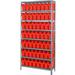 Quantum Storage Systems 1875-SB803 Steel Shelving with 56 8 in. Plastic Shelf Bins Red - 36 x 18 x 75 in.