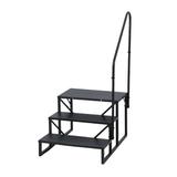 RV Step 3 Step Ladder Hot Tub Step with Handrails RV Stairs Hot Tub Steps Outdoor Mobile Home Stair forSpa Porch Pet Mobile Home Black