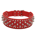 Black faux leather nail dog collar 2 wide 37 nails 60 nails bulldog boxer PU Red XS