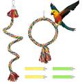 Bird Bungee Rope Bird Perches Stand Bird Colorful Adjustable Round & Rope Perch Bird Training Toys Bird Cage Exercise Accessories for Parakeets Finches Cockatiels Conures Macaws Lovebirds (6 Pcs)