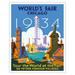 1934 World s Fair Chicago - Tour the World at the Fair - Vintage Travel Poster by Weimer Pursell c.1934 - Fine Art Matte Paper Print (Unframed) 16x20in