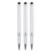 3pcs Metal Stylus Pen Ballpoint Pen 2 in 1 Universal Ink Pen with Rubber Stylus Tips Silver