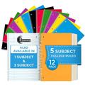 Rosmonde Spiral Notebook 12 Pack 5 Subject 300 Pages/Book (150 Sheets) College Ruled 8 x 10-1/2 School & Office Bulk Spiral Notebooks Spiral Journal for College Soft Cover Assorted Colors