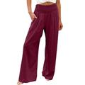 Wide Leg Palazzo Pants for Women Palazzo Pants for Women Dressy Wide Leg Trousers Elastic Waist Baggy Joggers Beach Loose Fit Long Pants with Pocket Green Wide Leg Pants for Women