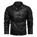 JDEFEG Work Jackets for Men Insulated Mens Leather Jackets Autumn and Winter Pu Leather Jacket Stand Collar with Velvet and Thick Motorcycle Coat Winter Coat for Men Size 4Xl Black Xxxl