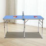 DENEST Table Tennis Table Ping Pong Table Foldable Outdoor Indoor Ping Pong Table+2 Paddles+3 Balls