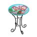 HomeStock Naturally Nice Hummingbird Floral Glass Birdbath With Metal Stand