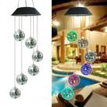 Midewhik Mother s Day Gift Wind Chimes Solar Mosaics Wind Chime Light Colorful Gradient Outdoor Garden Light