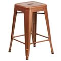 Flash Furniture 24 High Backless Metal Indoor-Outdoor Counter Height Stool w/Square Seat Copper