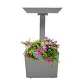 Modern Square Cast Aluminum 35-in Bird Bath and Planter Vase Combo