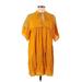 Zara Basic Casual Dress - Mini High Neck Short sleeves: Orange Print Dresses - Women's Size X-Small