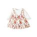 Frobukio Infant Baby Girls Dress Fake Two Pieces Flower Print Long Sleeve Dress Fall Casual Princess Dress