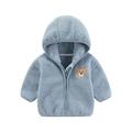 Shldybc Toddler Baby Boys Girls Fleece Jacket Winter Warm Solid Color Plush Long Sleeved Cute Winter Casual Keep Warm Hoodie Coat( Blue 3-4 Years )