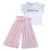 Wiueurtly Medium Girl Clothes Outfits Tops+Ruffle Pants Kids Shirt T Loose Children Girls Baby Letter Girls Outfits&Set