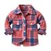 JWZUY Toddler Fall Tops Lapel Button Down Little Kids Boys Girls Shirts Coats Flannel Shirt Cardigan Long Sleeve Outfit Jacket Winter Top Plaid Shacket with Pocket Pink 6-12 Months