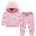 VERUGU Girls Clothing Sets Toddler Baby Casual Long Sleeve Solid Round-Neck Hoodie with Pocket Fashion Outdoor Sports Pants Two Piece Set Pink 9-10 Years