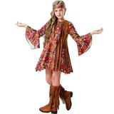 KDFJPTH Toddler Outfits for Girls Fall Hippie Disco Party Dress Peace Loving Outfit Children Clothes Sets