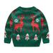 Cethrio Kids Sweaters Boys and Girls Pullover Cartoon Deer Christmas Knitted Green Sweater Size 5-6 Years