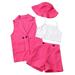 Ykohkofe Summer Toddler Girls Sleeveless Coat White Vest Shorts Hat Four Piece Outfits Set For Kids Clothes Baby Girl Clothes Outfits Set Toddler Kid Baby Rompers Fashion design