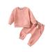 Meuva Toddler Boys Girls Winter Long Sleeve Solid Colour Prints Tops Sweatshirt Pants 2PCS Outfits Clothes Set For Babys Clothes Set Baby Gift Set Boys Baby Outfit 7 Piece Baby Boy Light Weight Jacket