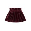 Baby Girl High Waist Mini Skirt Solid Color Velvet Elastic A-Line Skirt Toddler Fall Spring A-Line Dress