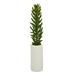 Nearly Natural 19in. Succulent Artificial Plant in White Planter