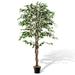 Costway 63 inch Artificial Ficus Tree Faux Indoor Plant in Nursery Pot for Decoration