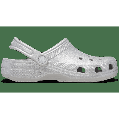Crocs Silver Glitter Classic Glitter Clog Shoes
