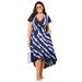 Plus Size Women's Tie-Dye V-Neck Cover Up Dress by Swimsuits For All in Navy White (Size 26/28)