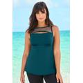 Plus Size Women's Embellished High-Neck Tankini by Swim 365 in Mediterranean (Size 16)