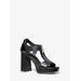 Michael Kors Berkley Leather Block-Heel Sandal Black 8