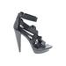 REPORT Signature Heels: Black Print Shoes - Women's Size 7 1/2 - Open Toe