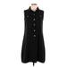 Calvin Klein Casual Dress - Shirtdress Collared Sleeveless: Black Print Dresses - Women's Size 10