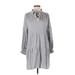 Zara Casual Dress - Mini Tie Neck 3/4 sleeves: Gray Dresses - Women's Size X-Small
