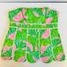 Lilly Pulitzer Tops | Lilly Pulitzer Barbiecore Strapless Peplum Pink Green Zebra Prints Blouse | Color: Green/Pink | Size: 2