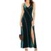 Free People Dresses | Free People Spliced Velvet Maxi Slip Dress Dark Green Sleeveless V Neck Size L | Color: Green | Size: L